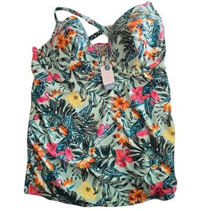 NWT Lane Bryant Tropical Floral Balconette Bathing Suit Top